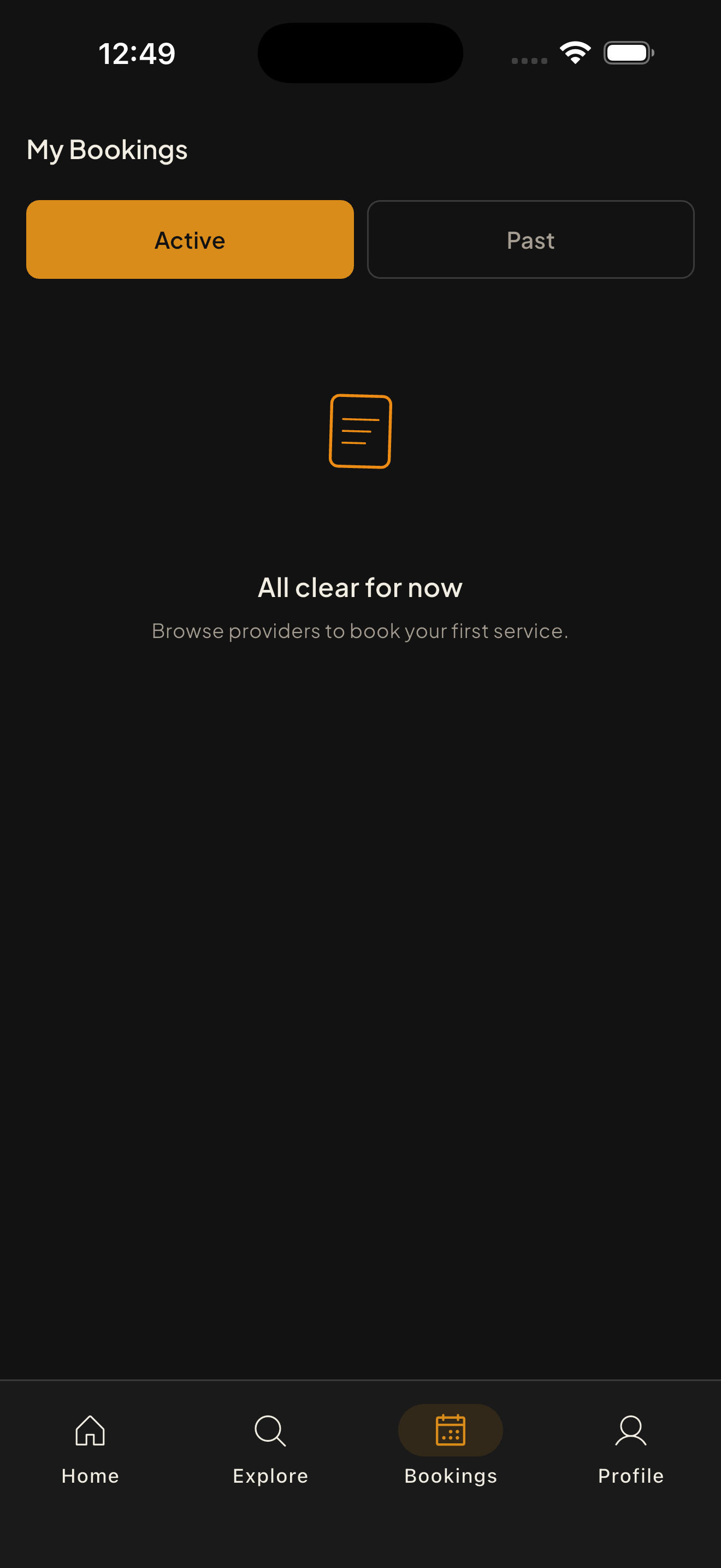 Your bookings and event timeline